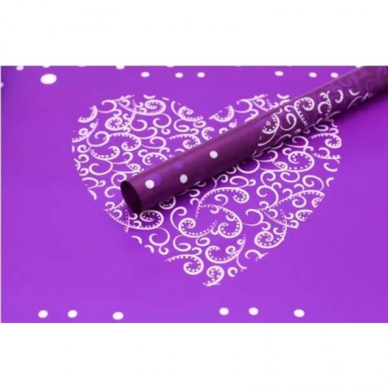 Пленка матовая корейская "сердце" 60см*60см (цвет фиолетовый), цена за лист